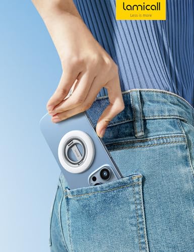 Lamicall Magnetic Phone Ring Grip Stand, Stable Dual-Hinge for MagSafe - color: Snow White