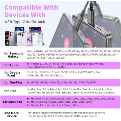 USB C Earbuds for iPhone 18 Pro Max 17 16 15 Headphone Wired,Purple - color: Purple
