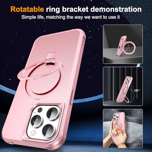 SKYLMW Compatible with iPhone 14 Pro Max Case with Stand,Rose Gold | iPhone 14 Pro Max Phone Case 6.7",Magnetic Ring Stand,Compatible with MagSafe,Military-Grade Protection,Great Grip Feeling - color: Rose Gold, size: Iphone 14 Pro Max