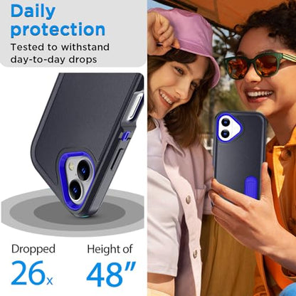 AICase for iPhone 16 Plus Case with Built-in Stand,Tripe Layer Heavy Duty Drop Protection Full Body Rugged Shockproof Military Protective Tough Durable Phone Cover for iPhone 16Plus 6.7"_6 - color: Prussian Blue with Built-in Stand