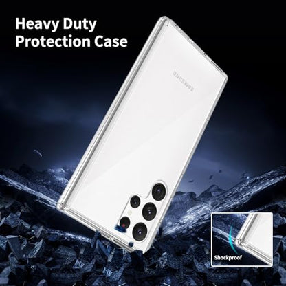 for Samsung Galaxy S22 Ultra Case Clear, Anti-Yellowing 6.8 Inches Slim Fit Heavy Duty Protection Wireless Charging Lightweight TPU and PC Shockproof Anti-Slip Transparent Protective Phone Cover - color: Clear