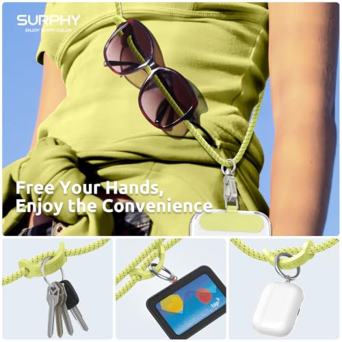 SURPHY Phone Lanyard Crossbody, Phone Strap Crossbody with 2 Tether Tabs - color: Lemon Speckle