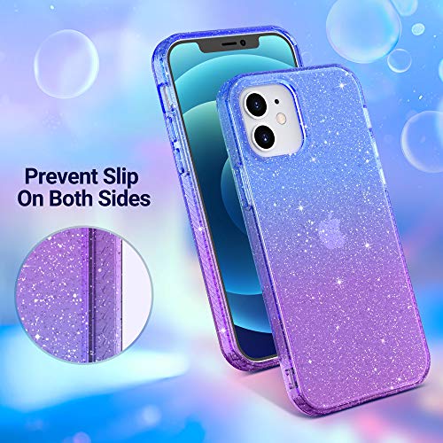 ULAK Compatible with iPhone 12 Case Clear Glitter, Purple | Sparkle Bling Soft TPU Women Girls Shockproof Protective Phone Case Designed for iPhone 12 & iPhone 12 Pro 6.1 inch - color: Purple