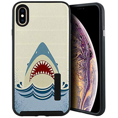 CasesOnDeck Case Compatible with [Apple iPhone X | iPhone Xs][Grip Tactical] iPhone Xs Hybrid Bump and Drop Protection Case Slim Fit Dual Layer Cover (Shark Attack) - color: Shark Attack