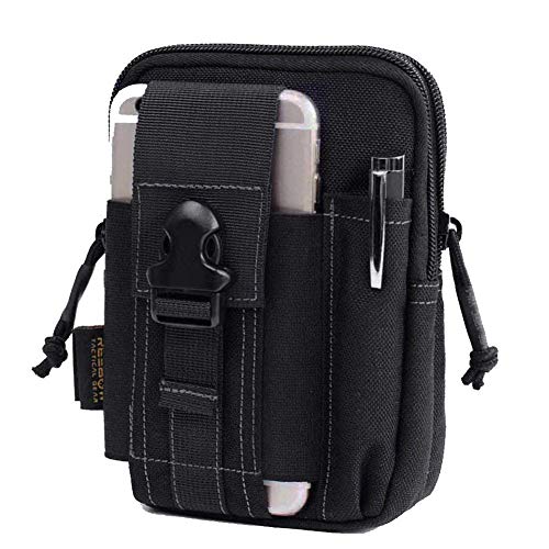 REEBOW GEAR Tactical Molle EDC Pouch Utility Gadget Belt Waist Bag with Cell Phone Holster Holder - color: Black