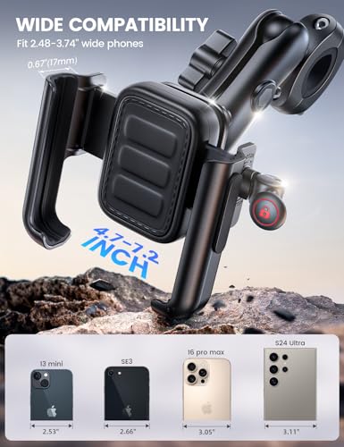 Lamicall Motorcycle Phone Mount Holder - [All Metal] [Anti Shake] - color: Black