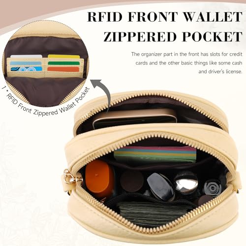 Small Crossbody Bags for Women, RFID Phone Purse with Card Slots, Triple Compartments Lightweight Shoulder Bag - color: 7-yellow