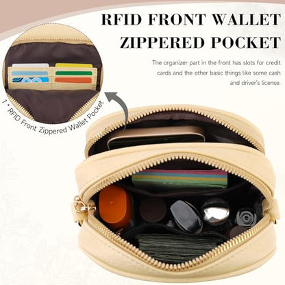 Small Crossbody Bags for Women, RFID Phone Purse with Card Slots, Triple Compartments Lightweight Shoulder Bag - color: 7-yellow