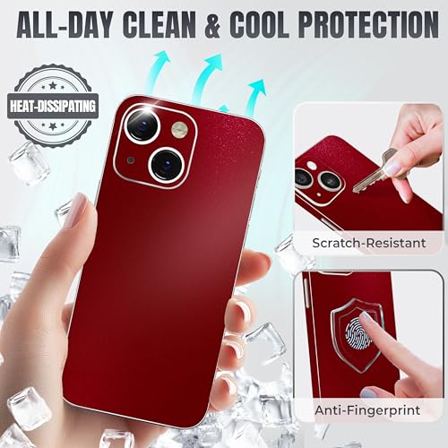 2Pcs Skin Wrap Compatible for iPhone 14 – Slim Decal Vinyl Protective Film for Sides & Back – Sleek Fit, Premium Look – Compatible with All iPhone 14 Cases - Glossy Cherry Red - color: Glossy Cherry Red