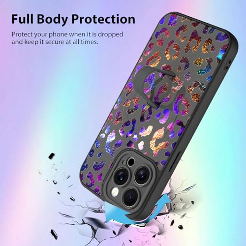 KANGHAR Compatible with iPhone 15 Pro Max Case Leopard Pattern -Black - color: Black-Leopard(Iridescent), size: iPhone 15 Pro Max