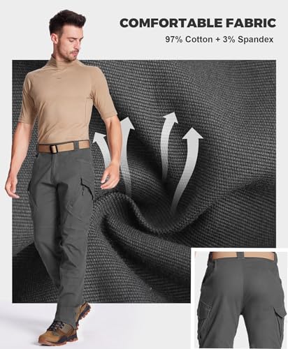 Susclude Men's Cargo Tactical Pants Breathable Ripstop Work Hiking Trousers - color: Gray, size: 28W x 30L