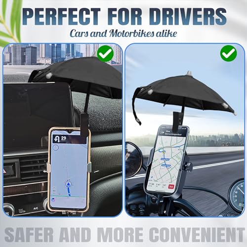 Phone Umbrella for Sun, Clip-On Phone Sun Shade, Universal Fit - color: Black