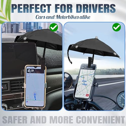 Phone Umbrella for Sun, Clip-On Phone Sun Shade, Universal Fit - color: Black