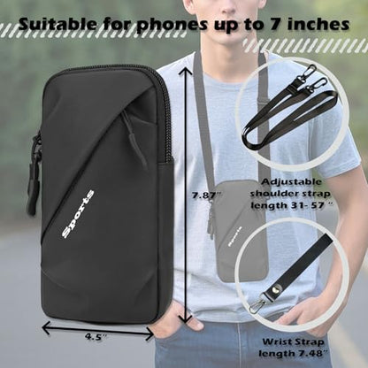 Prime Comfort Cell Phone Sleeve Pouch with Adjustable Crossbody Strap Neck Lanyard and Wrist Strap, Cell Phone Holder Around Neck, iPhone Holder for Walking for Men Women (Black) - color: Black