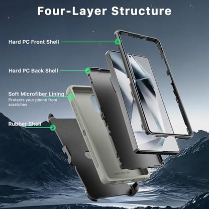 M MYBAT PRO for Samsung Galaxy S25 Ultra Case with 360° Rotating Stand | Maverick Series - color: Natural Titanium, size: Samsung Galaxy S25 Ultra