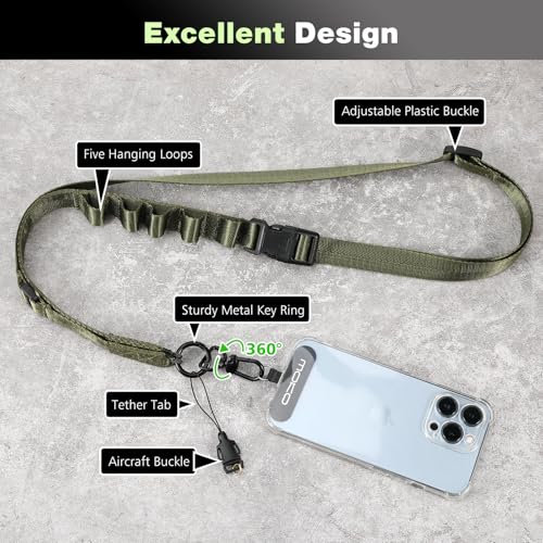 MoKo Adjustable Phone Lanyard Crossbody Strap with Detachable Quick Buckle - color: Army Green