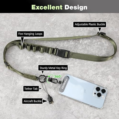 MoKo Adjustable Phone Lanyard Crossbody Strap with Detachable Quick Buckle - color: Army Green