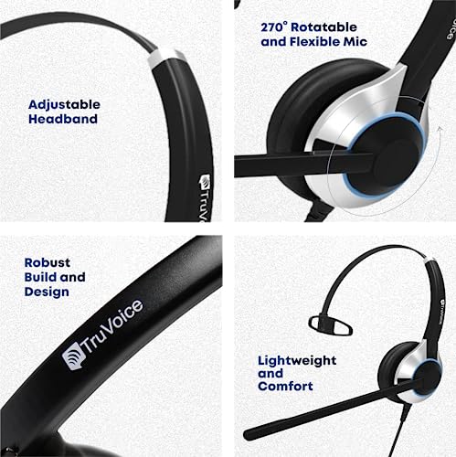 TruVoice HD-500 Premium Single Ear Headset with Noise Canceling Microphone and 2.5mm Cable for Cisco SPA303, SPA502g, SPA504g, SPA508g, SPA509g, SPA514g, SPA525g and Phones with a 2.5mm Jack Port