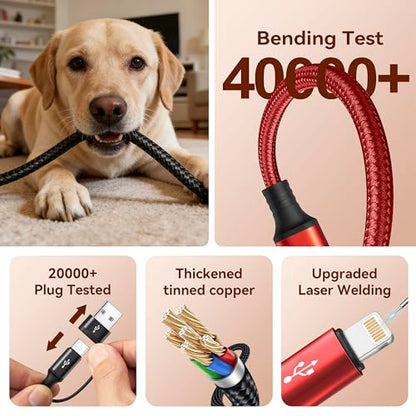 Minlu 4 in 2 Multi Charging Cable,USB C Charging Cords for Multiple Devices