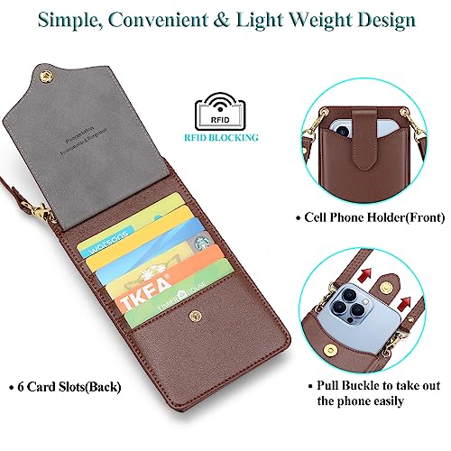 Peacocktion Small Crossbody Cell Phone Purse for Women, Lightweight Mini Small Crossbody Bags for Women with Card Slots - color: 09-chocolate Brown