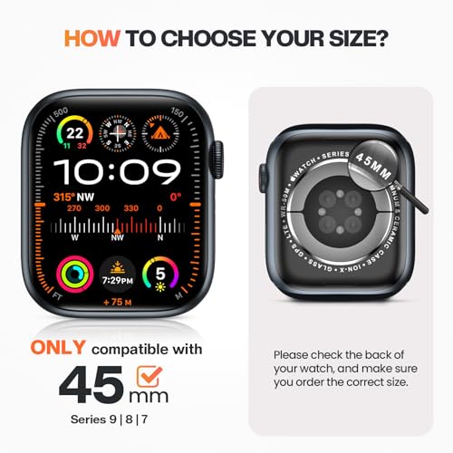 Goton Privacy Waterproof Case for Apple Watch 45mm Series 9/8/7 - color: Blue, size: 45mm
