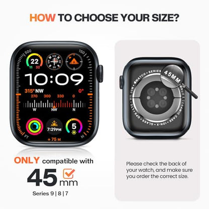 Goton Privacy Waterproof Case for Apple Watch 45mm Series 9/8/7 - color: Clear, size: 45mm