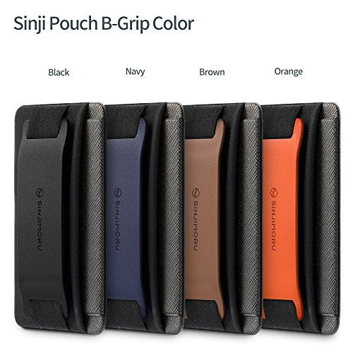Sinjimoru Phone Grip Card Holder with Phone Stand, Stick on Wallet, Black - color: Black