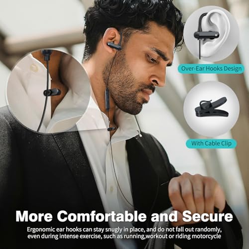 USB C Headphones Over Ear Hook Kids Sport USB-C Wired Earbuds with Loop Mic - color: Black