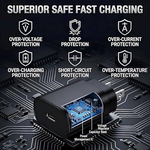 TT&C 2-Pack 25W USB C Fast Charger with 10FT Extra Long Cable (Black) - color: Black, size: 10ft