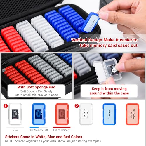 EVA PU MicroSD Card Case with 60 Individual Clear Plastic TF Card Holders - size: for 60 TF