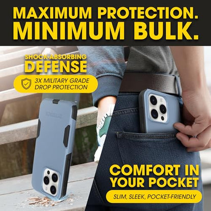 OtterBox iPhone 15 Pro Max Commuter Series MagSafe Case - Blue & Black | 3X MIL Drop Protection - Dual-Layer Shockproof Design - Pocket-Friendly - Raised Edges - Port Covers - color: Blue/Black