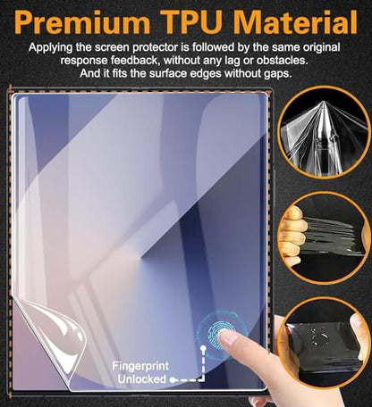 [6 in 1] Samsung Galaxy Z Fold 7 Screen Protector, 2 Inside Soft Flexible TPU Film, 2 Tempered Glass Front Saver, 2 Camera Lens Protector for Galaxy Z Fold 7 Case Friendly, No Creases,No Bubbles - size: Fold 7