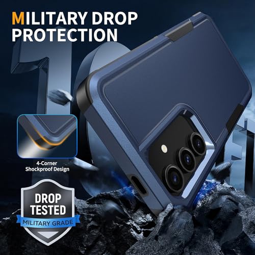 Vinve for Samsung Galaxy S25 FE Case with HD Screen Protector, Military-Grade Shockproof & Dual-Layer Protection, Anti-Slip Grip Design Phone Case, Blue - color: Blue