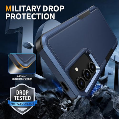 Vinve for Samsung Galaxy S25 FE Case with HD Screen Protector, Military-Grade Shockproof & Dual-Layer Protection, Anti-Slip Grip Design Phone Case, Blue - color: Blue