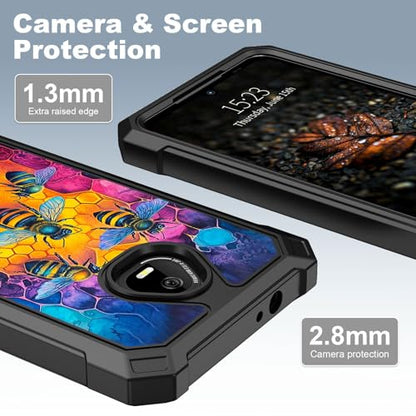 for Schok Volt Sv67q Sv67332 Case with Screen Protector, Military Grade Drop Protection, Dual Layer Hybrid Shockproof Protection TPU Phone Case for Schok Volt Sv67q, Illustration of Bees - color: Illustration of Bees
