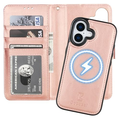 Bocasal for MagSafe Wallet Case Card Holder for iPhone 17, Rose Gold - color: Rose Gold for MagSafe