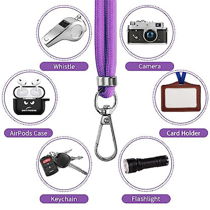 CACOE Phone Lanyard, Dark Purple, 2 Pcs - color: Dark Purple, size: 30"（Neck Strap×1）+8"（Wrist Strap×1）