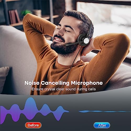 MKJ Cisco Phone Headset Corded RJ9 Telephone Headset Noise Canceling Mic