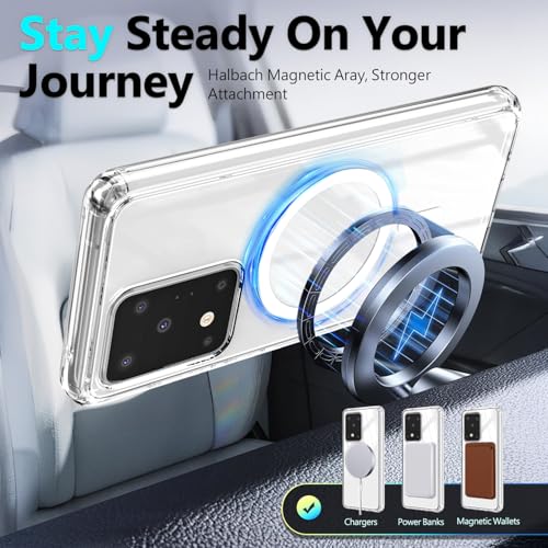 YZB Magnetic for Samsung Galaxy S20 Ultra Case, Clear | Compatible with MagSafe | Slim Fit Lightweight Shockproof, Military-Grade Protection, Yellowing Resistant Scratch-Resistant Back - color: Crystal Clear, size: Galaxy S20 Ultra