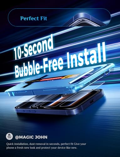 MAGIC JOHN Easy Installation for iPhone 17 Pro Screen Protector, 2 Pack | 9H Tempered Glass, Auto Dust-Elimination, Bubble Free, HD Clear - size: iPhone 17 Pro 6.3inch