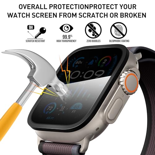 Suoman 2-Pack for Apple Watch Ultra 3/2/1 49mm Privacy Screen Protector, [Anti-peeping] Tempered Glass Ultra-Thin Full Coverage protective film -Black+Black - color: Privacy-Black+Black