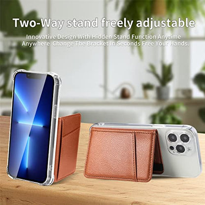 Wallet Stick on Phone Case, Credit Card Holder for Back of Phone Cases Flip Leather Wallet Sleeve Pouch Compatible with iPhone, Samsung Galaxy Android Most Smartphones Brown - color: Brown