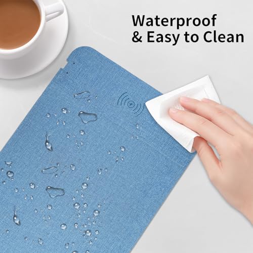 Fast Wireless Charging Mouse Pad 15W, Office Desk Pad with Ultra-Smooth Surface Non-Slip Rubber Base, Waterproof Mousepad for Computers/Office/Work/Home/Pad for iPhone Samsung (Khaki) - color: Khaki