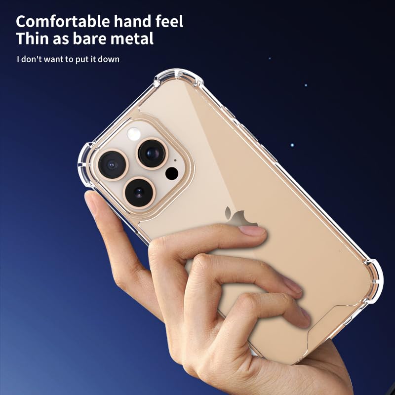 for iPhone 16 Pro Premium Quality Clear Case with Airbags – Hard Shockproof Transparent Cover with Airbag Corners, Strong A+ Military Grade Drop Protection, Anti-Yellowing, Crystal Clear for 16 pro