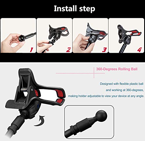 ZTON Universal Cell Phone Holder, Universal Mobile Phone Stand, Lazy Bracket, Flexible Long Arms Clip Mount for iPhone, LG, etc.in Office Bedroom Desktop.(Black) - color: Black