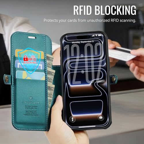 for iPhone 17 Pro Max Slim Case Wallet Wireless Charging Bluegreen - color: Blue Green, size: iPhone 17 Pro Max - 6.9"