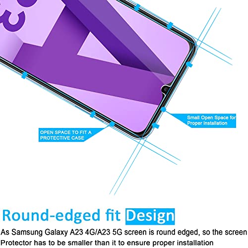NEW'C 3 Pack Designed for Samsung Galaxy A23 4G, Samsung Galaxy A23 5G Screen Protector Tempered Glass, Case Friendly Scratch Resistant,Bubble-Free, Ultra Resistant - size: A23 6.6 inches