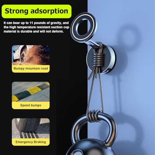 HZEL Car Vacuum Magnetic Phone Holder, Suction Cup Foldable Vehicle Smartphones Mount, 360° Rotatable Adjustable Automotive Cellphone Stand Accessories, Universal for SUV, Sedan, Truck (Black) - color: Black