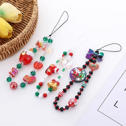 6PCS Beaded Phone Charms Strap Fruit Star Faux Pearl Rainbow Beads Phone Chains Beaded Lanyard for Camera Key Wallet Valentines Day Gifts for Her Women - style: Style3-16