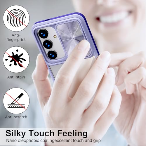 Designed for Samsung Galaxy S25 Ultra Case with Slide Camera Cover, Clear Slim Fit Shockproof Protective Camera Cover Protection Phone Case for S25 Ultra 5G 6.8 inch 2025(Clear Purple) - color: Clear Purple